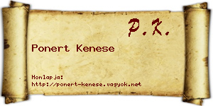 Ponert Kenese névjegykártya